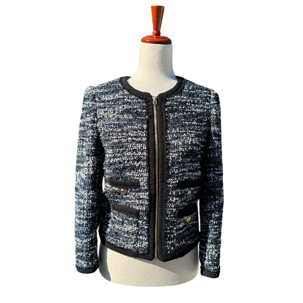 Juicy Couture‎ Tweed Blue and White Cropped Blazer Size 2